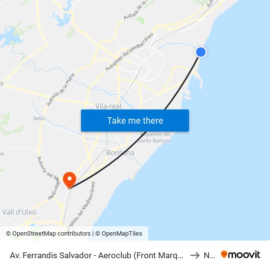Av. Ferrandis Salvador - Aeroclub (Front Marquesina) [Castelló de La Plana] to Nules map