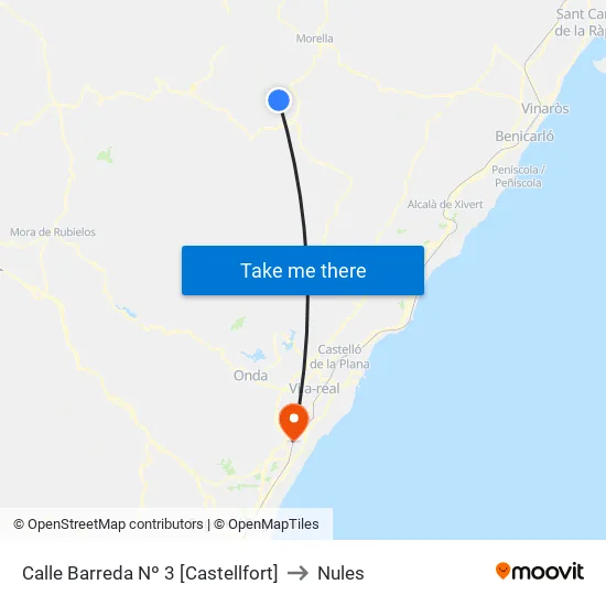 Calle Barreda Nº 3 [Castellfort] to Nules map