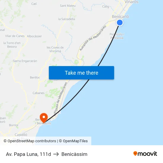 Av. Papa Luna, 111d to Benicàssim map