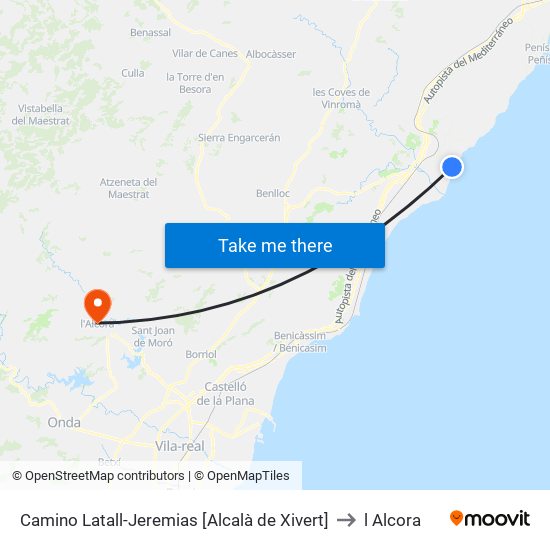 Camino Latall-Jeremias [Alcalà de Xivert] to l Alcora map