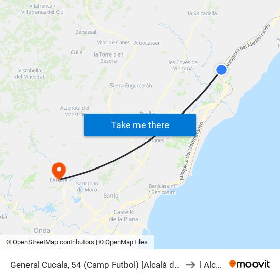 General Cucala, 54 (Camp Futbol) [Alcalà de Xivert] to l Alcora map