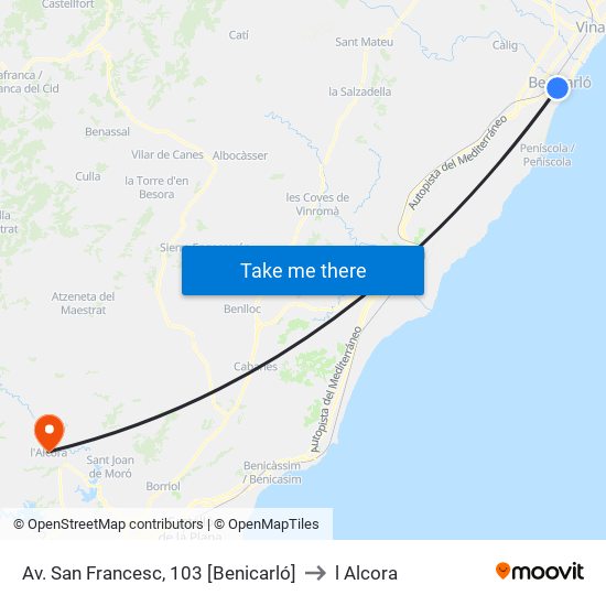 Av. San Francesc, 103 [Benicarló] to l Alcora map