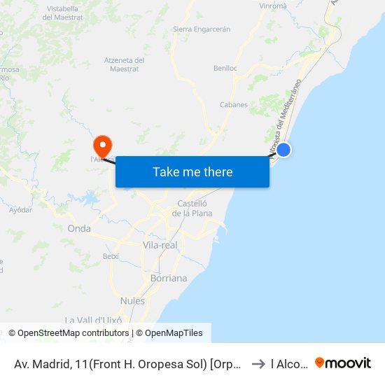 Av. Madrid, 11(Front H. Oropesa Sol) [Orpesa] to l Alcora map