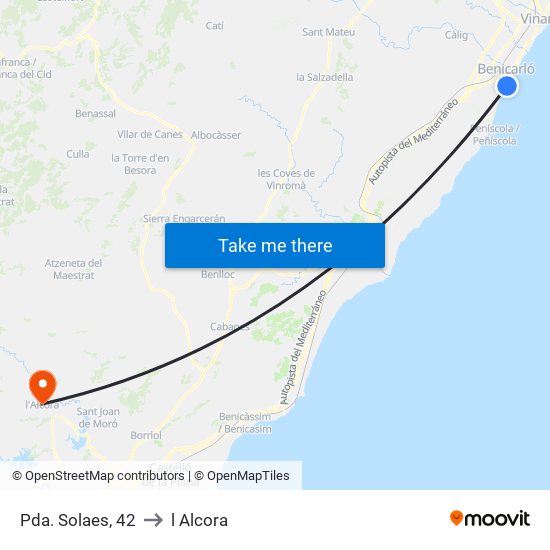 Pda. Solaes, 42 to l Alcora map