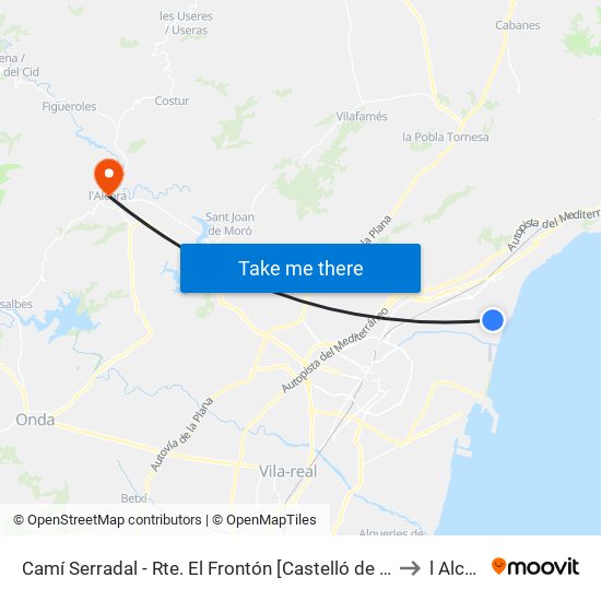 Camí Serradal - Rte. El Frontón [Castelló de La Plana] to l Alcora map
