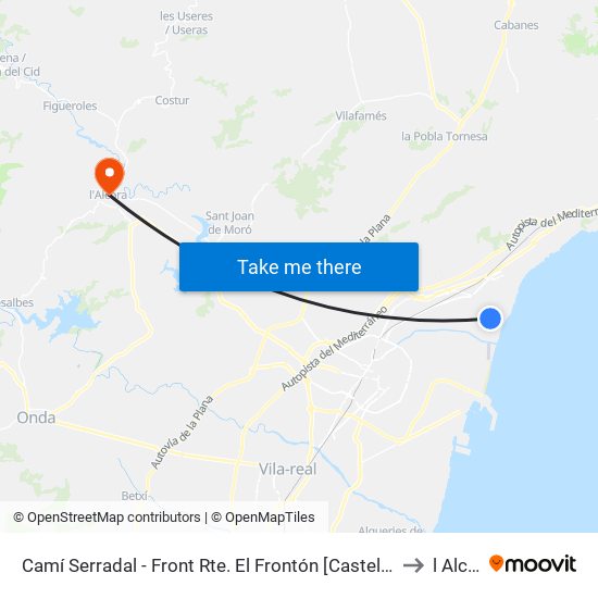 Camí Serradal - Front Rte. El Frontón [Castelló de La Plana] to l Alcora map