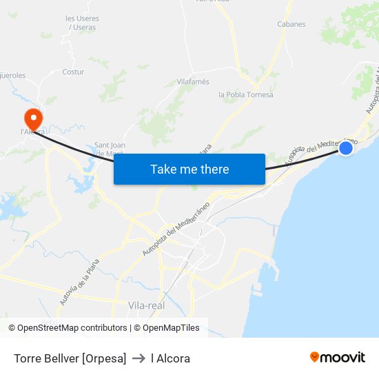 Torre Bellver [Orpesa] to l Alcora map