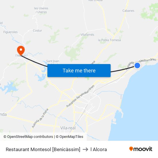 Restaurant Montesol [Benicàssim] to l Alcora map