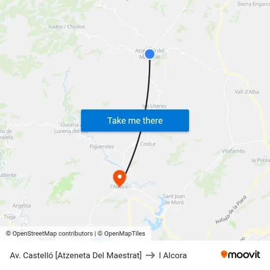 Av. Castelló [Atzeneta Del Maestrat] to l Alcora map