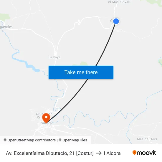 Av. Excelentísima Diputació, 21 [Costur] to l Alcora map