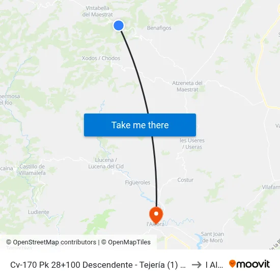 Cv-170 Pk 28+100 Descendente - Tejería (1) [Vistabella Del Maestrat] to l Alcora map