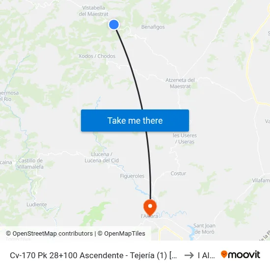 Cv-170 Pk 28+100 Ascendente - Tejería (1) [Vistabella Del Maestrat] to l Alcora map
