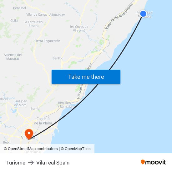 Turisme to Vila real Spain map
