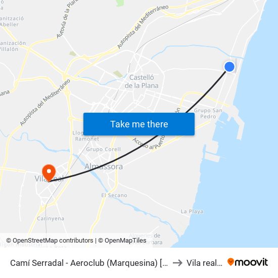 Camí Serradal - Aeroclub (Marquesina) [Castelló de La Plana] to Vila real Spain map