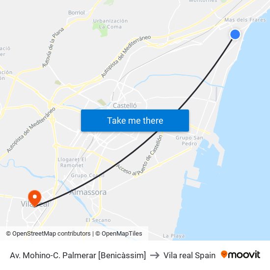 Av. Mohino-C. Palmerar [Benicàssim] to Vila real Spain map