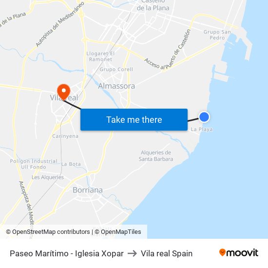 Paseo Marítimo - Iglesia Xopar to Vila real Spain map