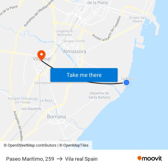 Paseo Marítimo, 259 to Vila real Spain map