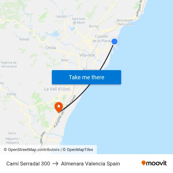 Camí Serradal 300 to Almenara Valencia Spain map