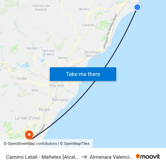 Camino Latall - Mañetes [Alcalà de Xivert] to Almenara Valencia Spain map