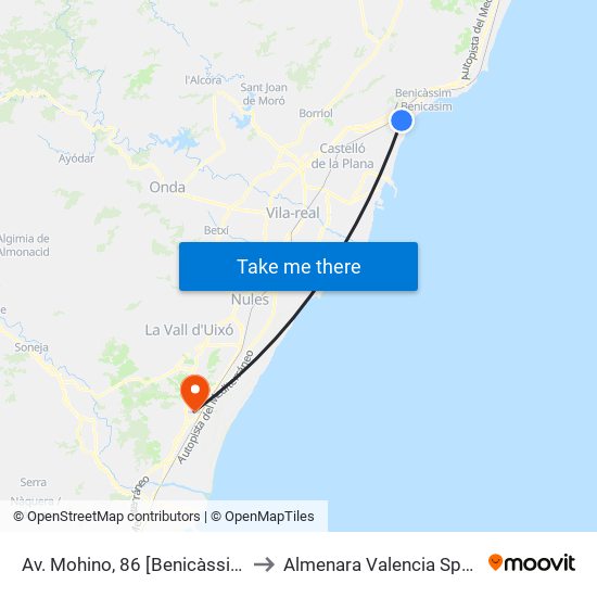 Av. Mohino, 86 [Benicàssim] to Almenara Valencia Spain map