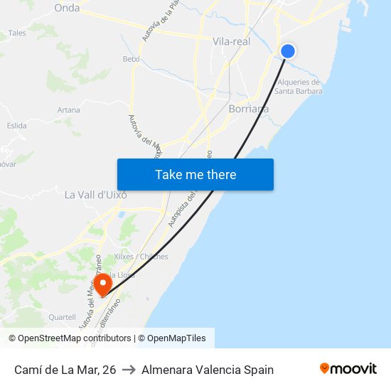 Camí de La Mar, 26 to Almenara Valencia Spain map