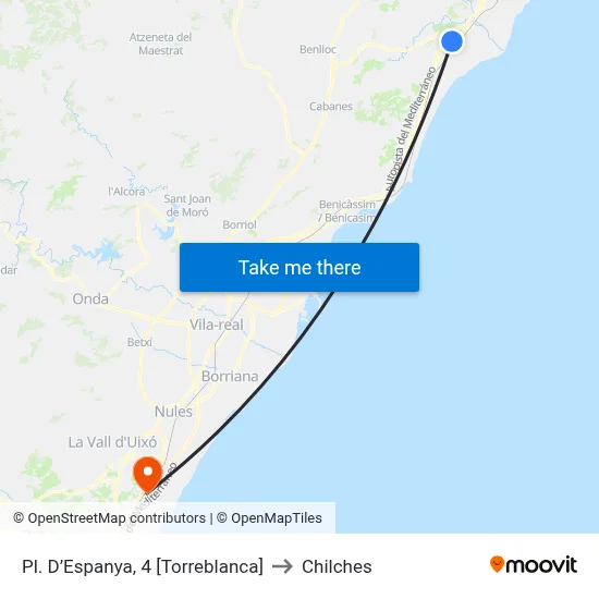 Pl. D’Espanya, 4 [Torreblanca] to Chilches map