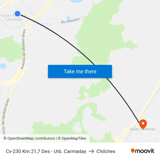 Cv-230 Km 21,7 Des - Urb. Carmaday to Chilches map