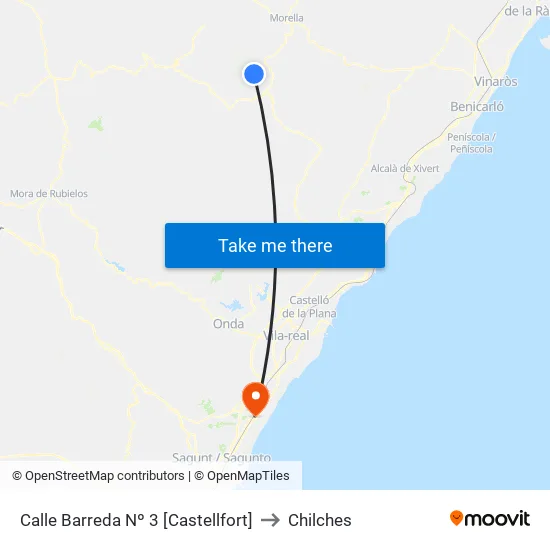 Calle Barreda Nº 3 [Castellfort] to Chilches map