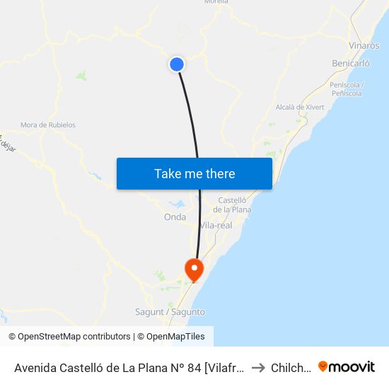 Avenida Castelló de La Plana Nº 84 [Vilafranca] to Chilches map