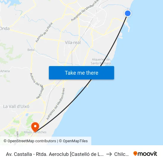 Av. Castalla - Rtda. Aeroclub [Castelló de La Plana] to Chilches map