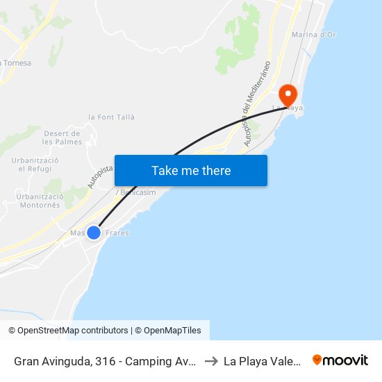 Gran Avinguda, 316 - Camping Avenida [Benicàssim] to La Playa Valencia Spain map
