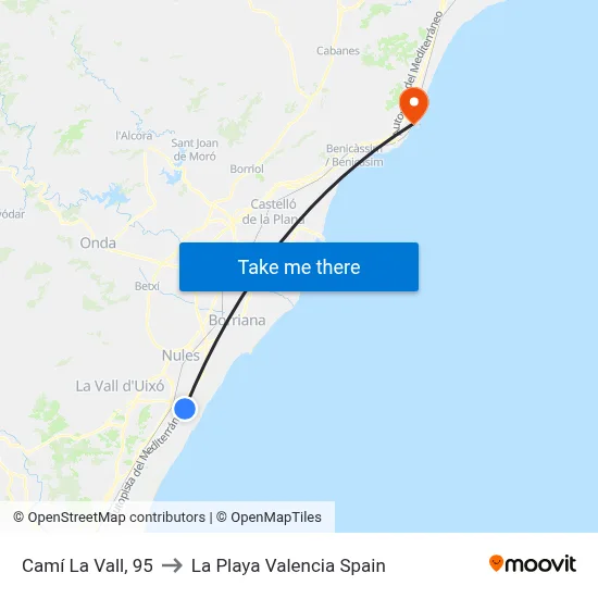 Camí La Vall, 95 to La Playa Valencia Spain map