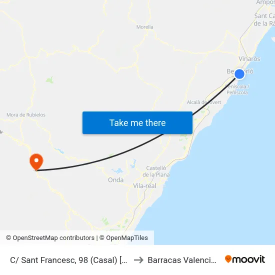 C/ Sant Francesc, 98 (Casal) [Benicarló] to Barracas Valencia Spain map