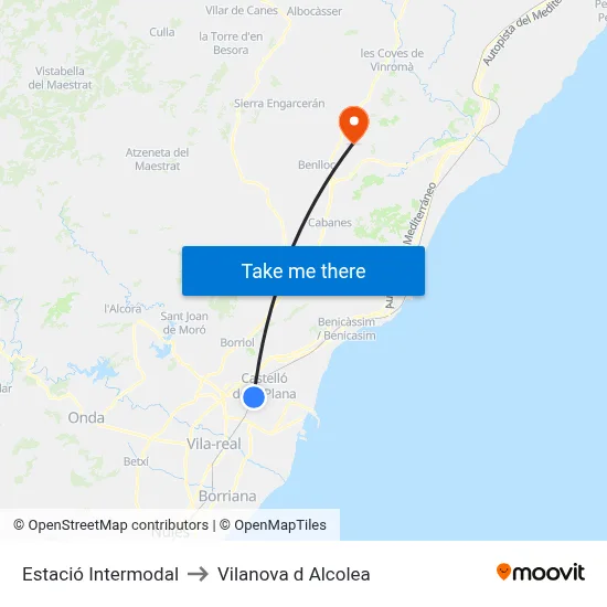 Estació Intermodal to Vilanova d Alcolea map