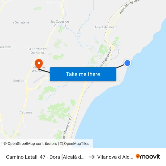 Camino Latall, 47 - Dora [Alcalà de Xivert] to Vilanova d Alcolea map