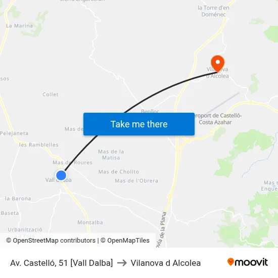 Av. Castelló, 51 [Vall Dalba] to Vilanova d Alcolea map