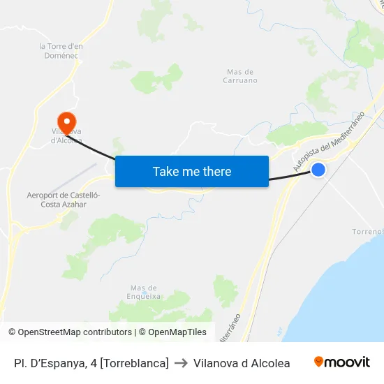 Pl. D’Espanya, 4 [Torreblanca] to Vilanova d Alcolea map