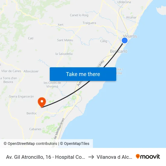Av. Gil Atroncillo, 16 - Hospital Comarcal to Vilanova d Alcolea map
