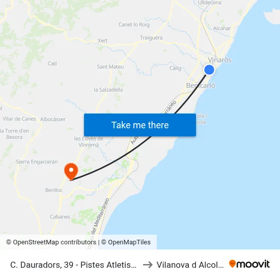 C. Dauradors, 39 - Pistes Atletisme to Vilanova d Alcolea map