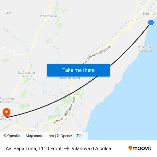 Av. Papa Luna, 111d Front to Vilanova d Alcolea map