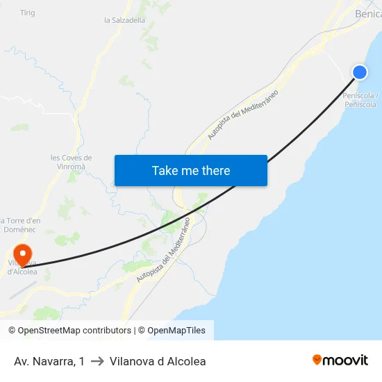 Av. Navarra, 1 to Vilanova d Alcolea map