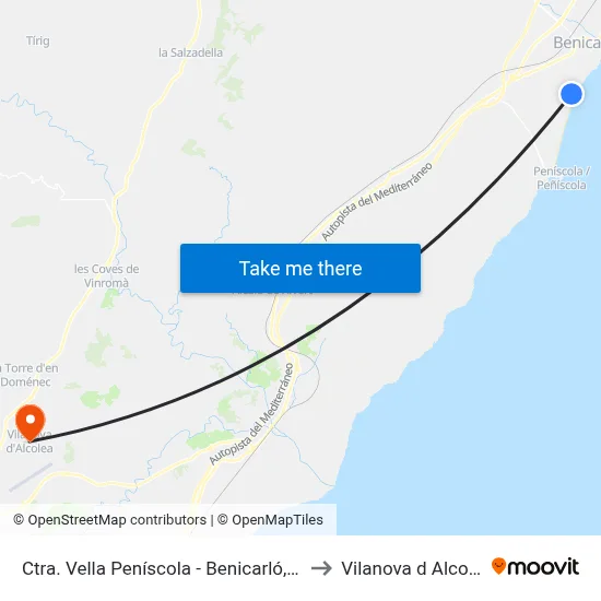 Ctra. Vella Peníscola - Benicarló, 466 to Vilanova d Alcolea map