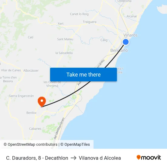 C. Dauradors, 8 - Decathlon to Vilanova d Alcolea map