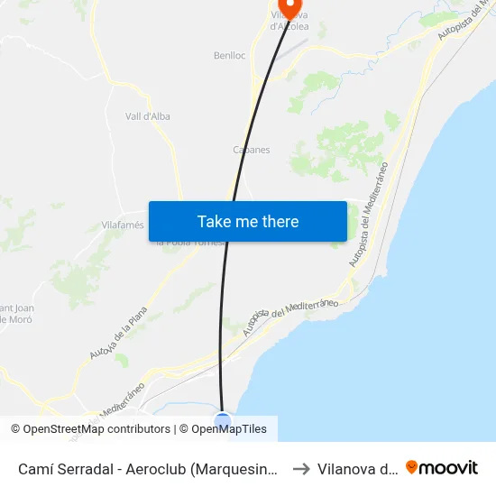 Camí Serradal - Aeroclub (Marquesina) [Castelló de La Plana] to Vilanova d Alcolea map