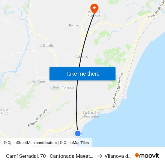 Camí Serradal, 70 - Cantonada Maestro Falla [Benicàssim] to Vilanova d Alcolea map