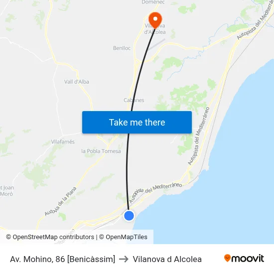 Av. Mohino, 86 [Benicàssim] to Vilanova d Alcolea map