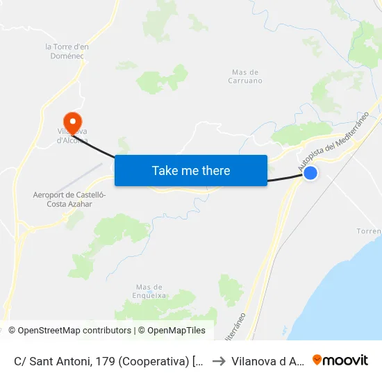 C/ Sant Antoni, 179 (Cooperativa) [Torreblanca] to Vilanova d Alcolea map