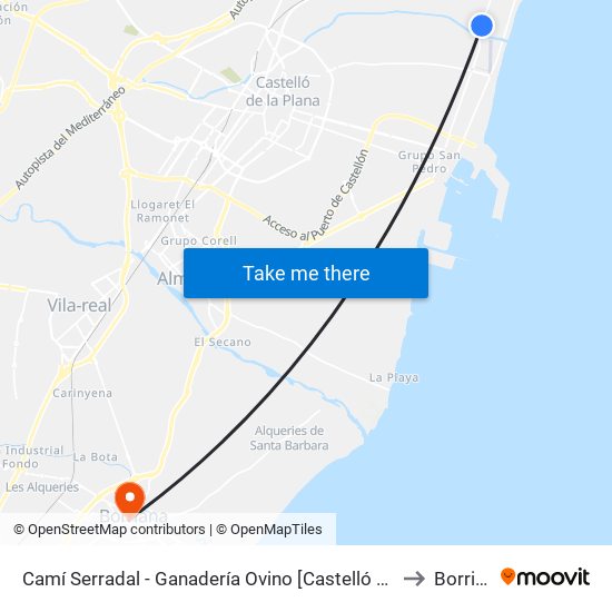 Camí Serradal - Ganadería Ovino [Castelló de La Plana] to Borriana map
