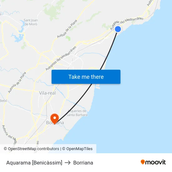 Aquarama [Benicàssim] to Borriana map