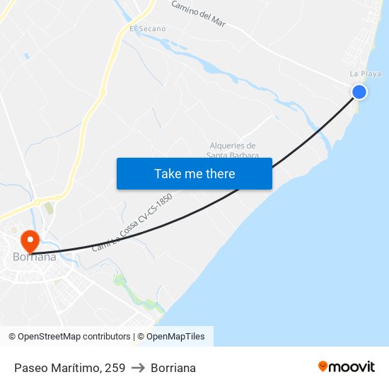 Paseo Marítimo, 259 to Borriana map